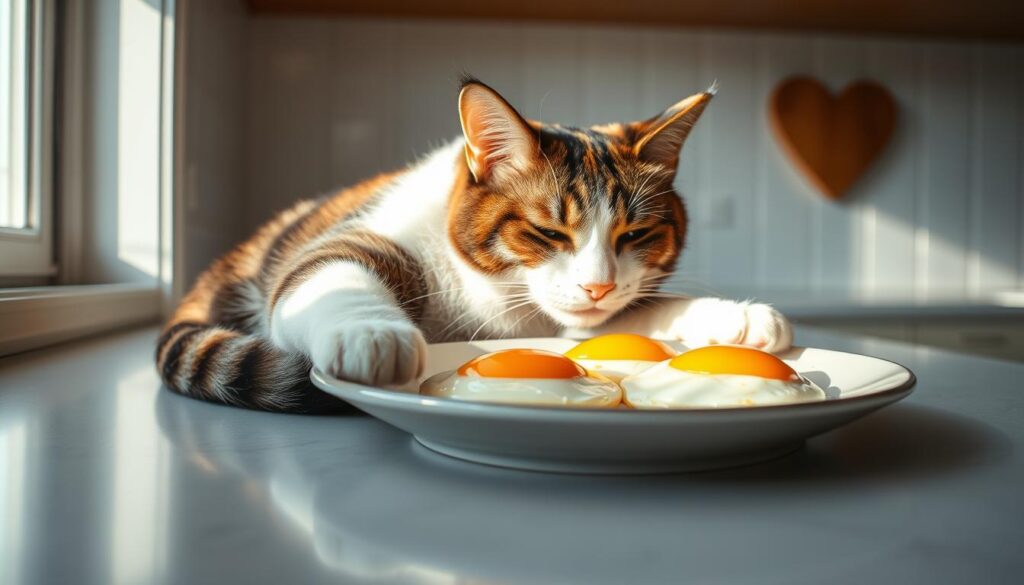 Katze genießt Eier