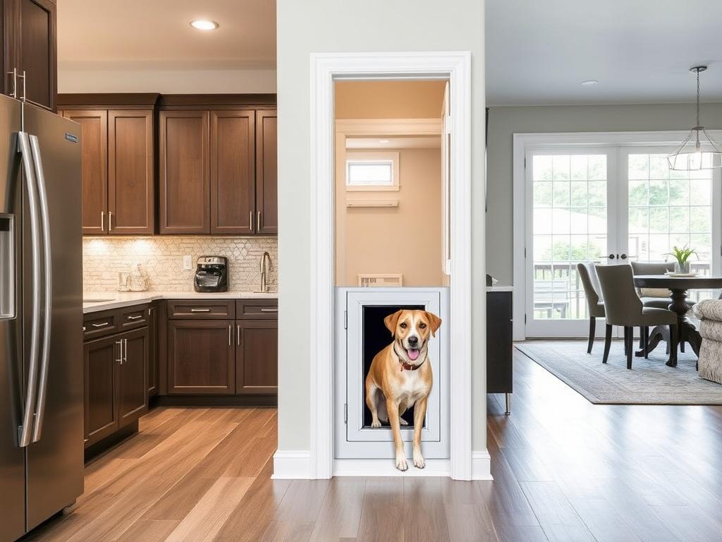 PetSafe Haustierklappe in einer Innentür zwischen Küche und Flur